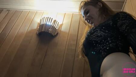 Helena Sauna Ballbusting ! PART 2