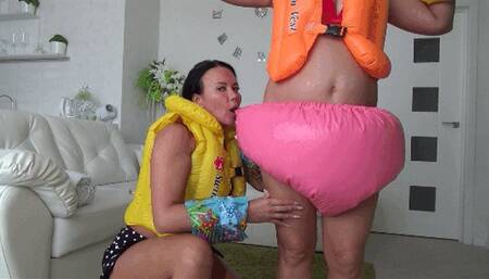 We take off and blow off our costumes 3IS