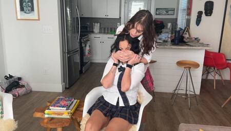 Josie and Devyn Hand Over Mouth Battle