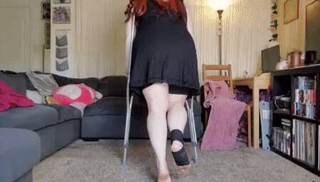 BBW Sprained Wrapped Ankle & Crutch Walk *HD