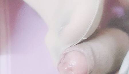 Asian close-up pantyhose footjob series 19