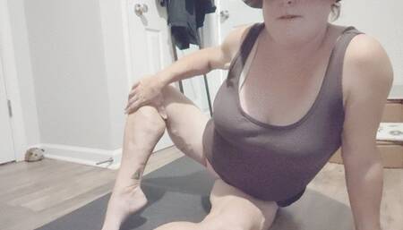 Working out on yoga mat