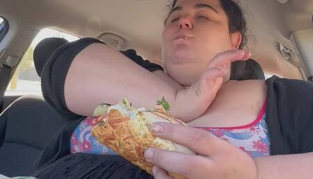 Smashing a MEGA Overstuffed Footlong in My Car, Burping