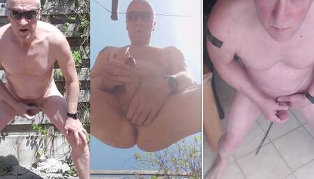 Grandpa Daddy Exhibitionist Cumshot Compilation in En Outdoor