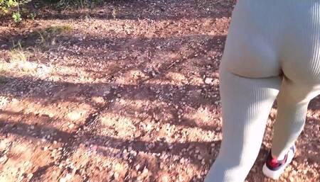 Bitch with Stunning Body Walking and Masturbates Alone Outdoors