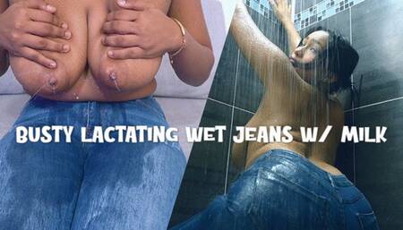Busty lactating wet jeans with milk - Kendra