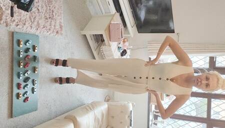 GIANTESS Charn crushes 20 tiny toy cars in chunky high heels extra full body view feet foot toy car crush