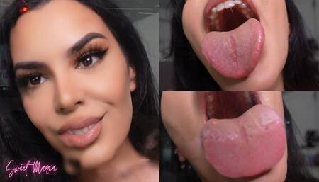 Spit, burping, tongue fetish POV ~ Sweet Maria