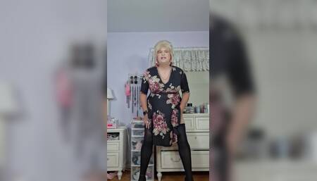 Black Pantyhose and Black Granny Panties
