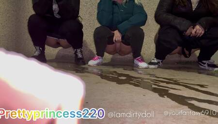 3 Babes Peeing at the Same Time Outside