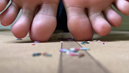 Giantess Smashing Little People on Yoga Mat