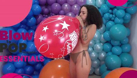 Beatriz Mesmerizing Blow to Pop with a Red Qualatex Balloon! - 4K