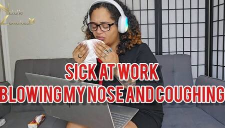 Sick at Work Nose Blowing and Coughing 4k