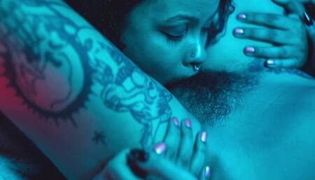 BBW lesbian playing with feet and pussy