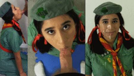 Girl Scout eRica sucks cock, deep throats, & gets blasted with a gooey facial!