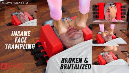 Savage Face Trampling - Mistress Enola - INSANE Jumping, BRUTAL stomping and squeezing (FullHD)