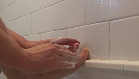 Soaping Up My Long Toes & Feet