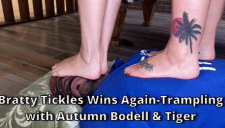 Bratty Tickles Wins Again -Tramping with Autumn Bodell & Tiger Two Girl Trample With Jumping Stomping Foot Worship Femdom 1080