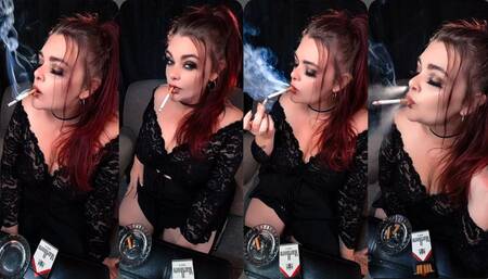 Desperately chain smoking three Marlboros