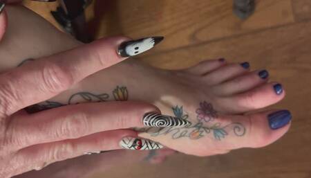 Close up Self Foot Tickling with Harmony