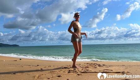 Enjoying the beach in the nude with hubby