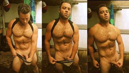 Super Horny Jock Masturbates in Shower with Oil and Jockstrap Until He Cums