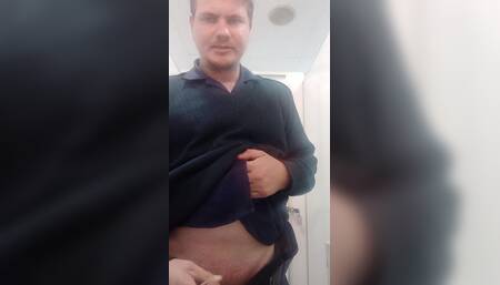 Playing with Cock in Public Toilet