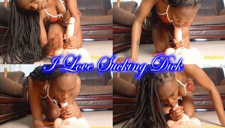 Ebony Deepthroating a Dildo