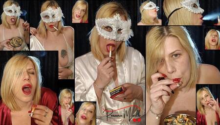 00070 # two red cig with lovely carnival mask, and a surprise for you