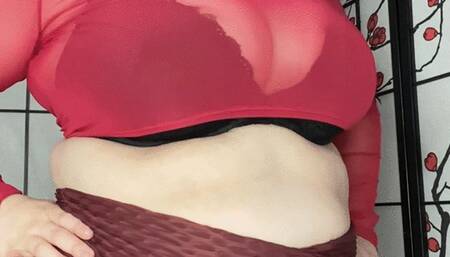 Busty Big Belly BBW Attempts Jumping Jacks