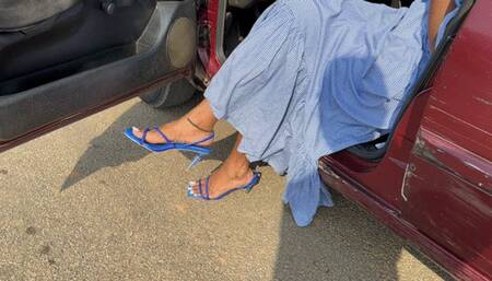 Cranking and Completely STRANDED In Blue Slingbacks