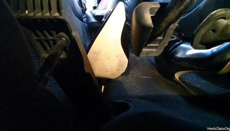 Driving BMW e46 in Stiletto Boots Under Pedal