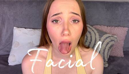 Cute girl begging for facial