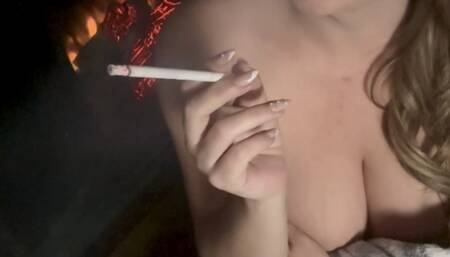 Sit, Smoke, and Chat by the Fireplace - Virginia Slims 120s