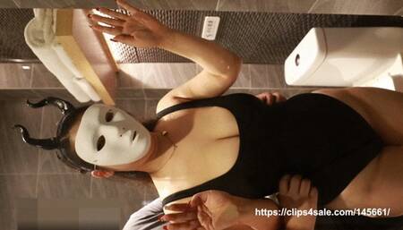 Tickling the mask girl's upper body