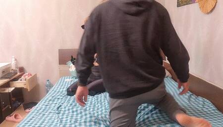 catwoman smoke and blow smoke in the crow face, different angles view