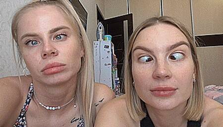 Blondie and Milora cross their eyes! MP4