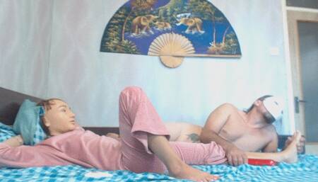 jason massage my feet with foam then i massage his feet