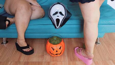 BBWomanlicious - Juliette and Dolce Amaran Halloween Clips Compilation - BALLOONS B2P - DANGLING - TICKLING - SLIME AND FOOD CRUSH