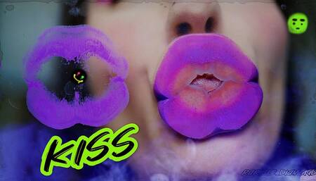 Hottest goth girl kisses with plump purple lips+ spit fetish