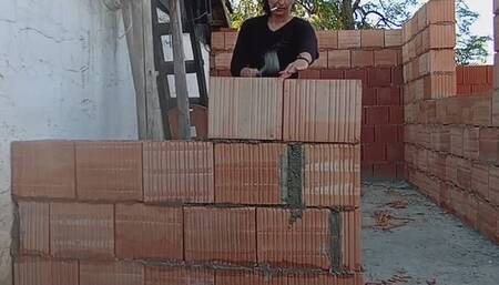 Dangling and smoking while i construct a wall outside by Anna Sparkle