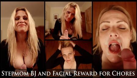 Stepmom Blowjob and Facial Reward for Chores