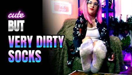 Lady Angela cute but dirty socks red lipstick tattoed goddess glasses