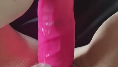 Filling up my hair pussy with my pink dildo
