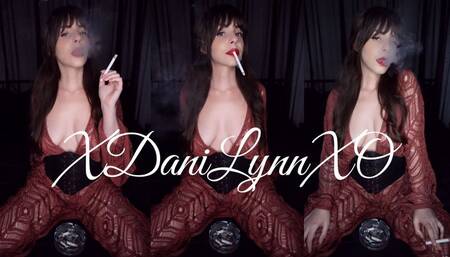 Smoking in Kimono and Corset