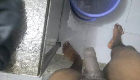 Hot Boy Masterbating in the Bathroom During Washing Clothes Nakedly