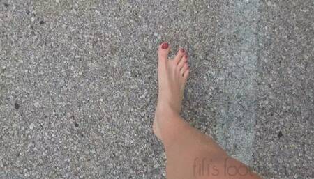 Fifi's is barefoot after a swim trying to leave but her car is out of gas, she cranks and cranks it and finally actually gets it to start *new* replay