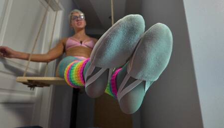 Colorful Ruslana Sits On A Swing And Massages Spiderman’s Dick - Blue Stockings And Semi Ballet - Full - HD 2560x1440