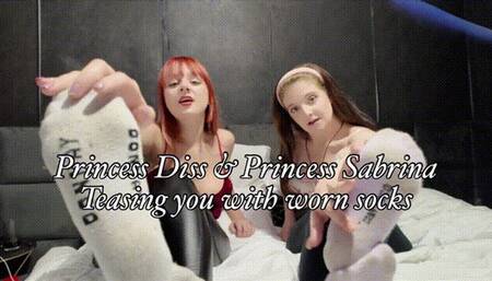 Princess Diss & Princess Sabrina teasing you with worn socks