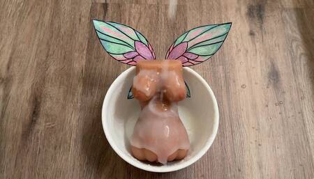 Drenching Fairy Onahole in a Cum Bath [futa on female, size difference, belly bulge, sex toys, mini girl, fairy fetish]